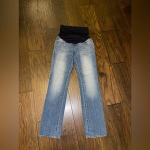 Liz Lange Maternity Jeans Womens Sz 2 Bootcut Pull On Blue Stretch Denim